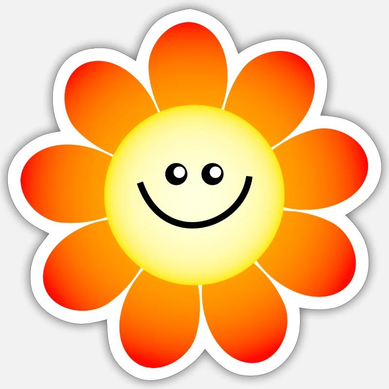Lächelnde glückliche Gänseblümchen Blume Sticker Größe S (10 x 10 cm)