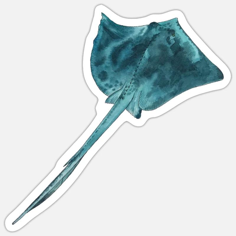 Rochen Mantarochen Stachelrochen Riff Tauchen - Sticker Größe S (10 x 10 cm) - Mattweiß