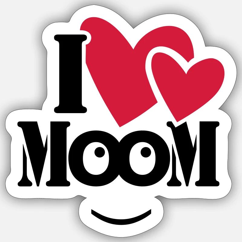 ilovemoom - Sticker Größe S (10 x 10 cm) - Mattweiß