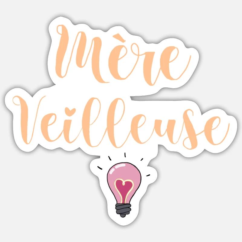 Mutter Veilleuse - Sticker Größe S (10 x 10 cm) - Mattweiß