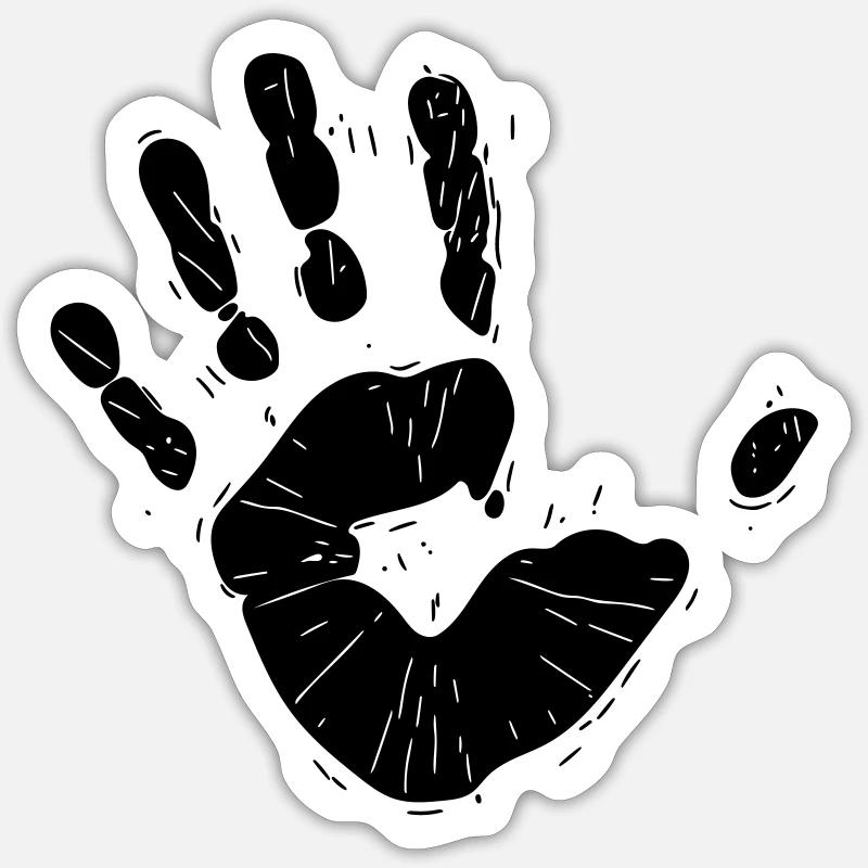 Empreinte de main vintage Vector - Sticker taille S (10 x 10 cm) - blanc mat