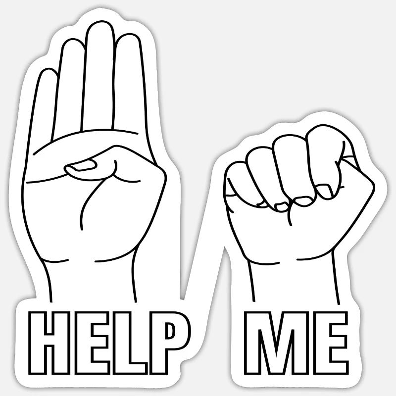 Help me - Sticker taille S (10 x 10 cm) - blanc mat