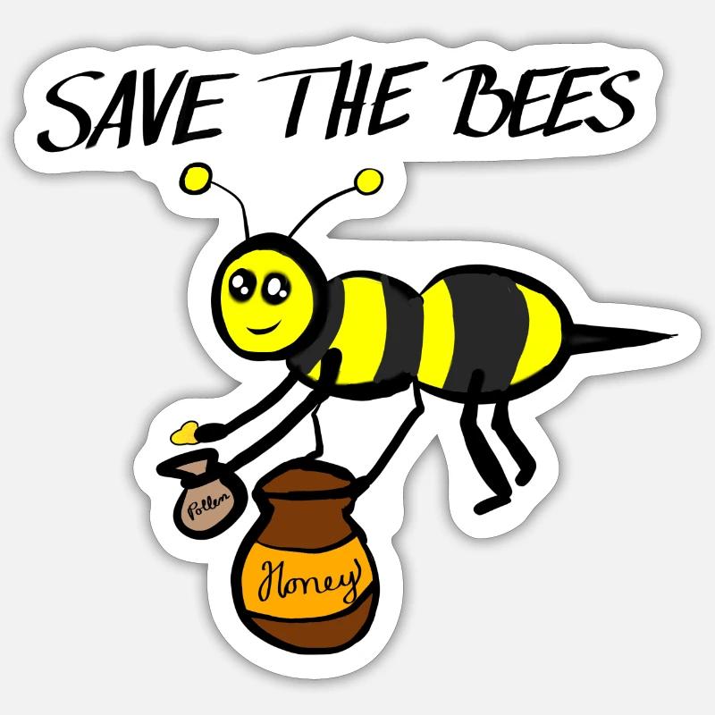 Save the bees - Sticker taille S (10 x 10 cm) - blanc mat
