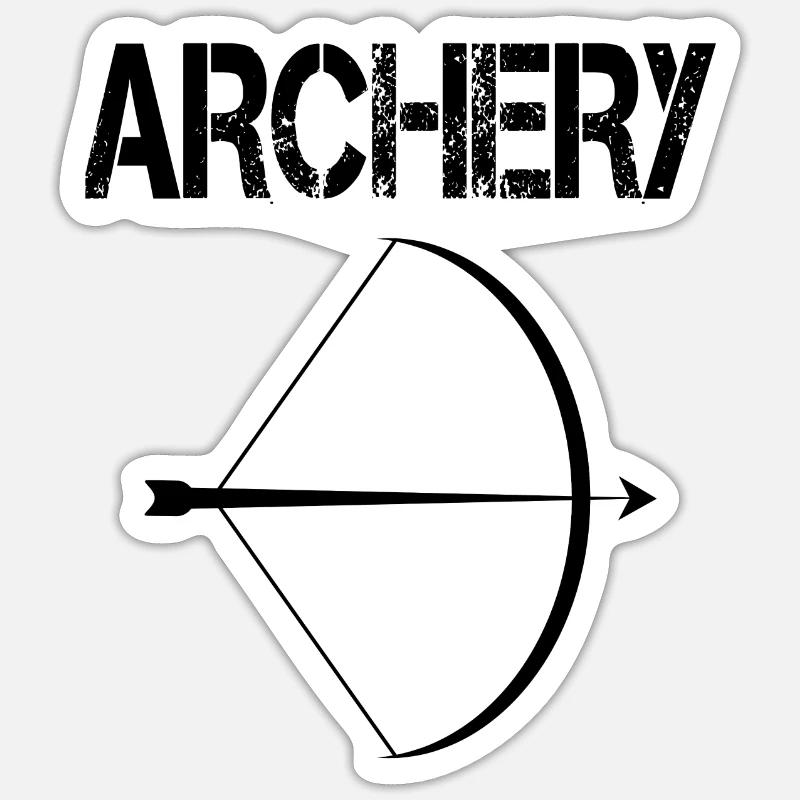 archery tir à l’arc flèche arc - Sticker taille S (10 x 10 cm) - blanc mat