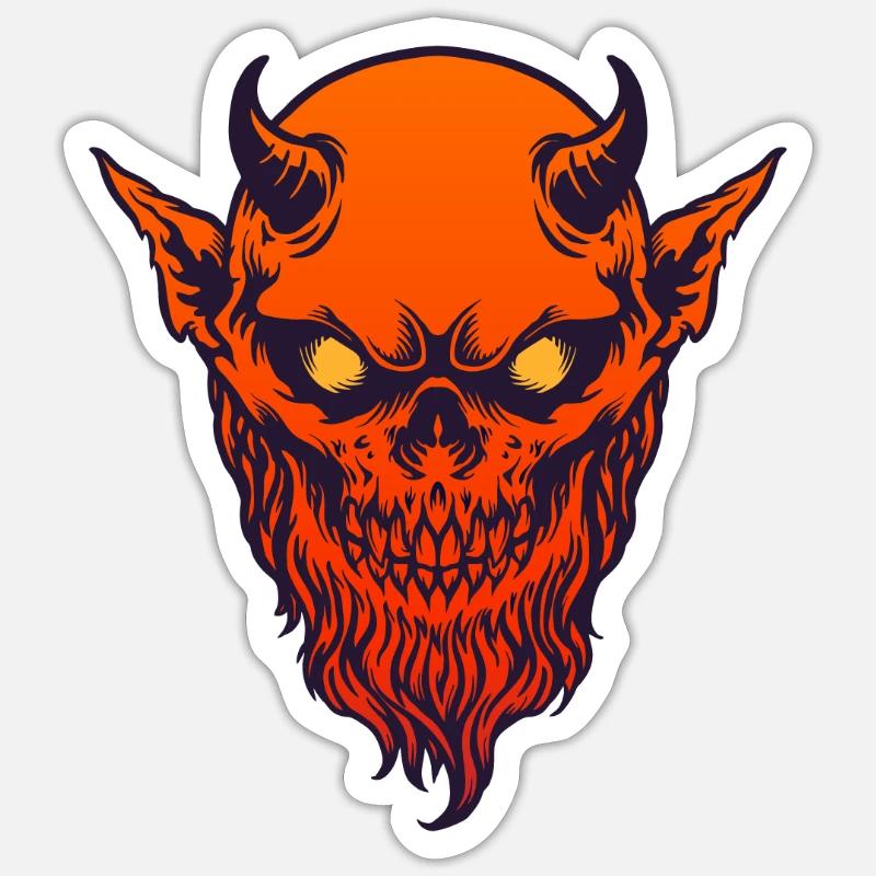 Devil Demon Red with Horn and Beard Sticker size S (10 x 10 cm)
