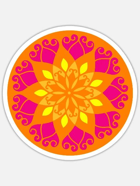 Yoga Mandala Meditation Kreis Indien farbenfroh om - Sticker Größe S (10 x 10 cm) - Mattweiß