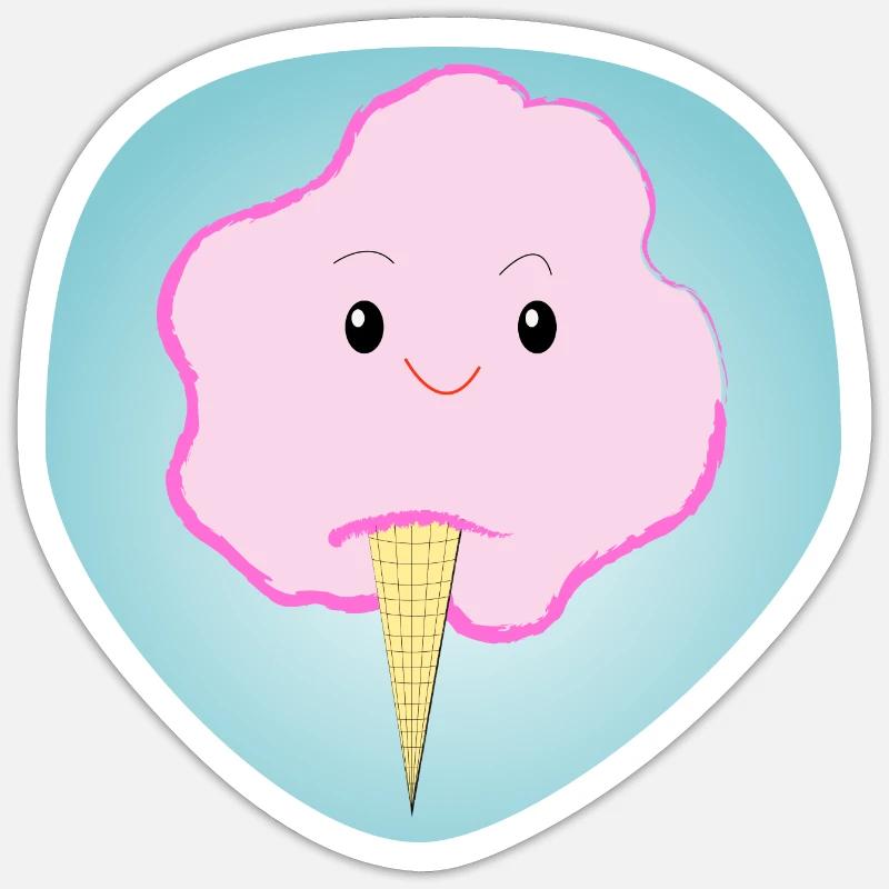Fröhliche Zuckerwatte - Geschenk - Geschenkidee - Sticker Größe S (10 x 10 cm) - Mattweiß