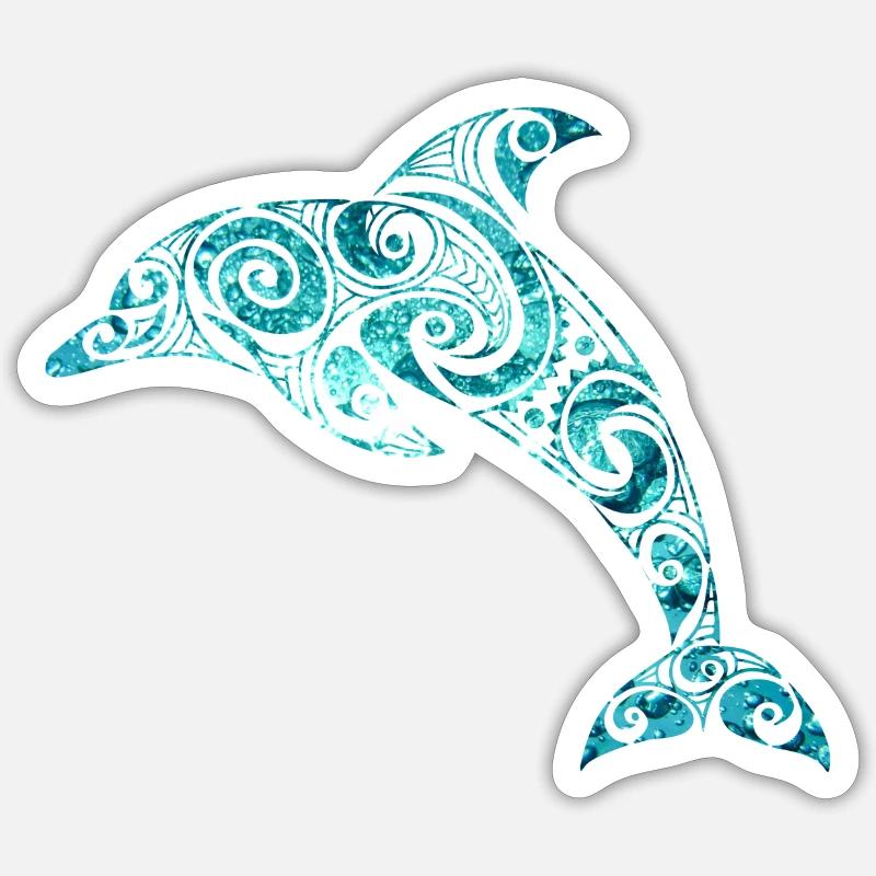 Blue Ocean Dolphin Pattern Sticker size S (10 x 10 cm)