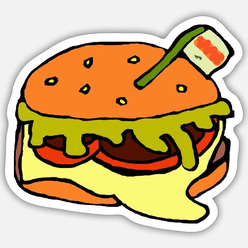 Burger - Sticker taille S (10 x 10 cm) - blanc mat