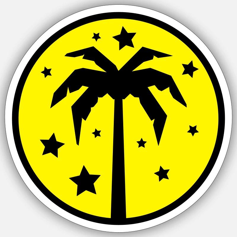 Palm Tree Beach - Sticker taille S (10 x 10 cm) - blanc mat