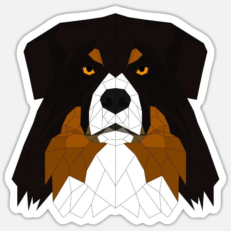 Australian Shepherd Black Tri Polygon Design 2 Sticker size S (10 x 10 cm)