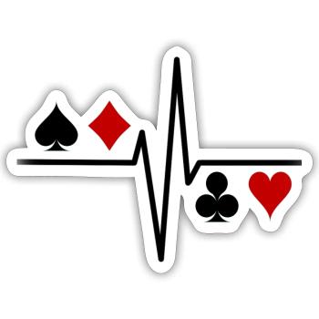 Poker Herzschlag - Sticker Größe S (10 x 10 cm) - Mattweiß - Vorne