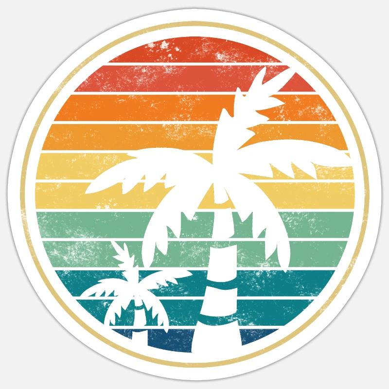 Palm palm trees beach - Sticker size S (10 x 10 cm) - white matte