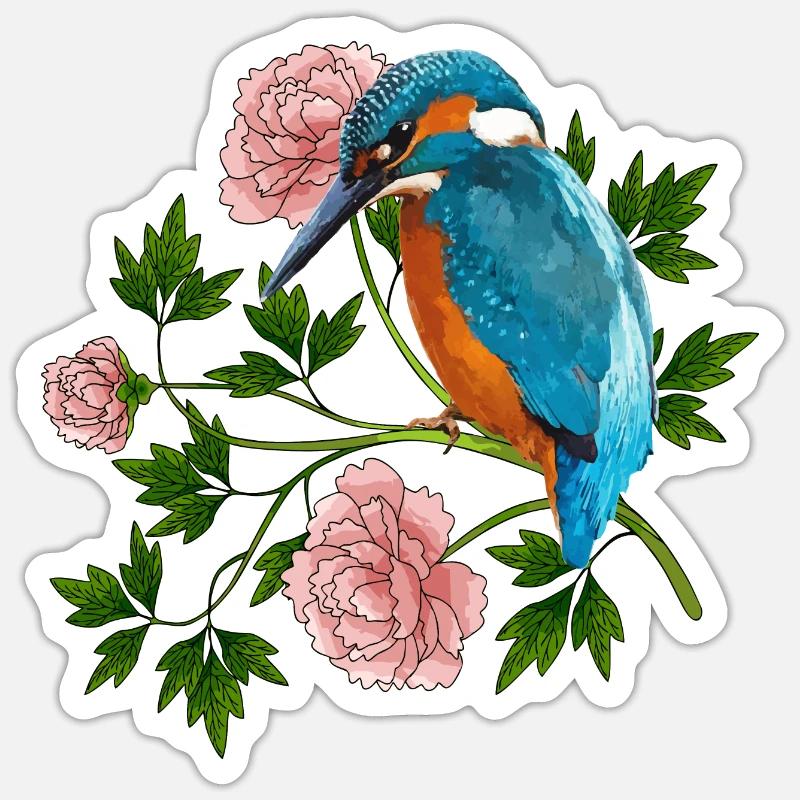 Bunter Vogel - Sticker Größe S (10 x 10 cm) - Mattweiß