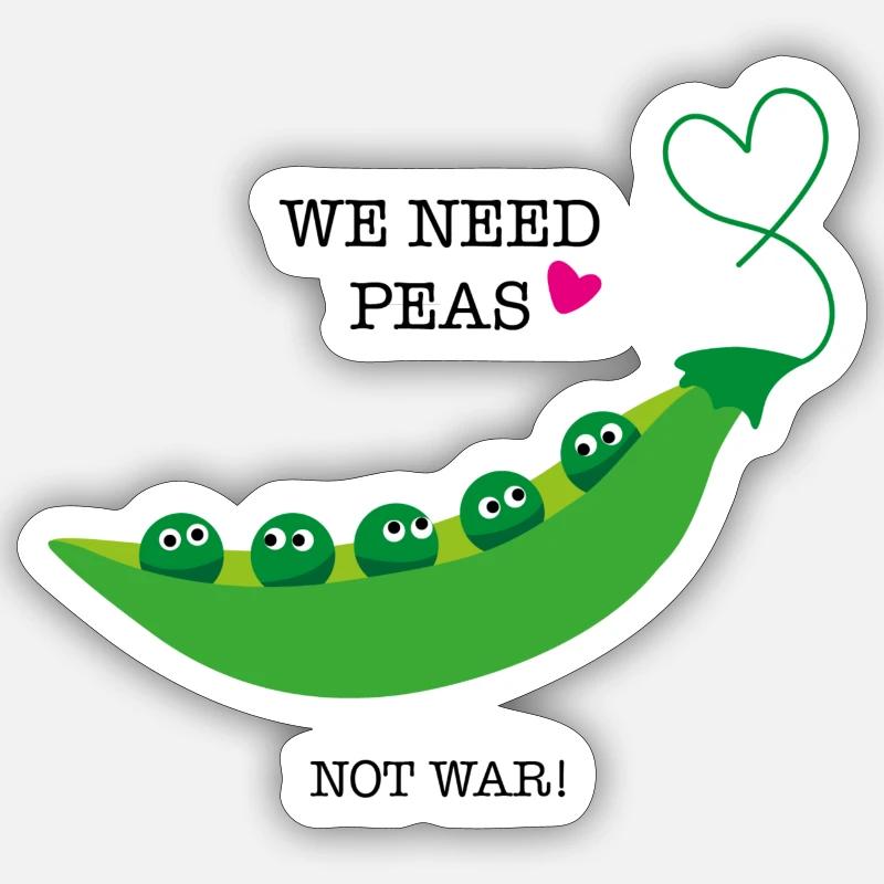 peas - not war - Sticker taille S (10 x 10 cm) - blanc mat