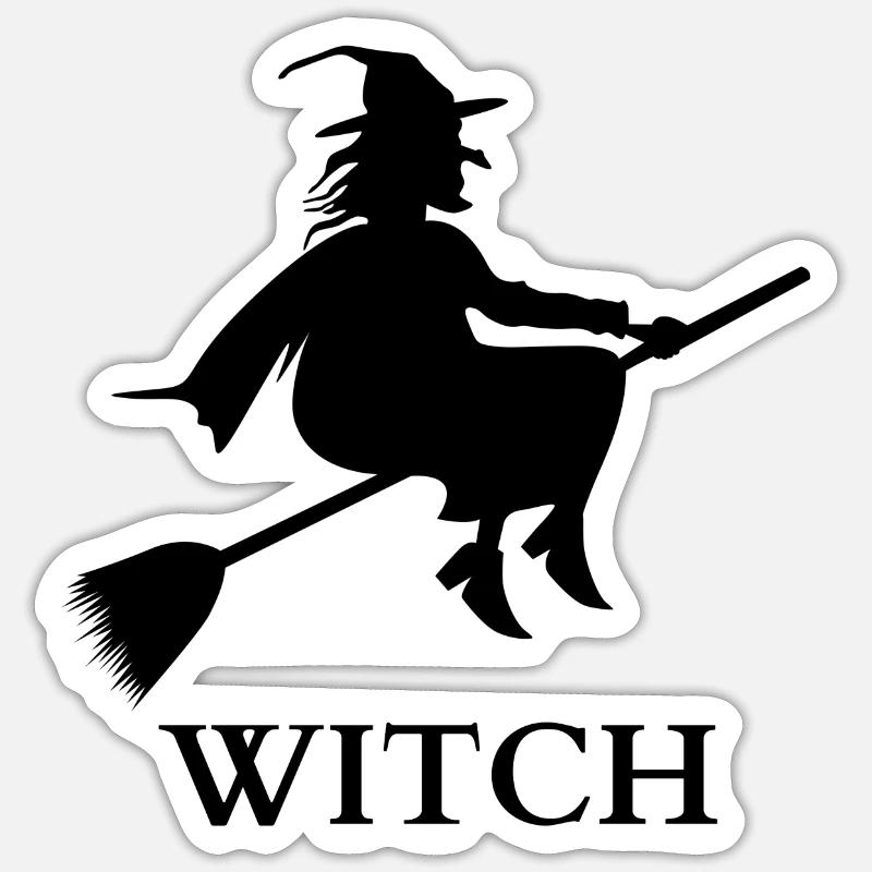 Witch - Witch's Broom Sticker size S (10 x 10 cm)