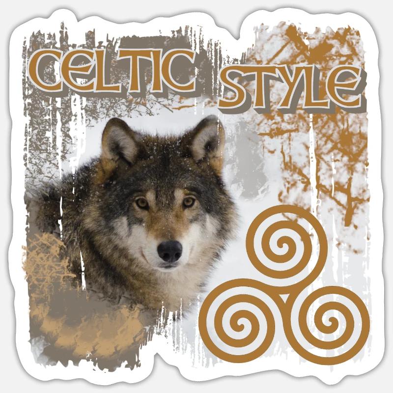 celts 9 with wolf and triskele Sticker size S (10 x 10 cm)
