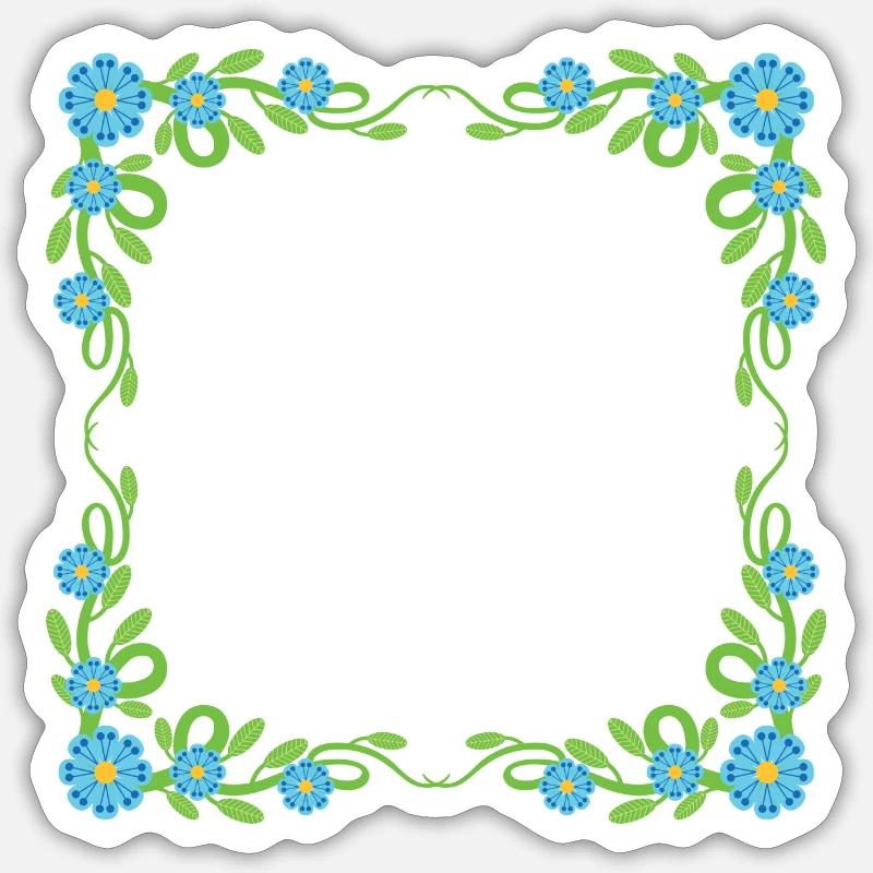 Flowers wreath frame - Sticker size S (10 x 10 cm) - white matte