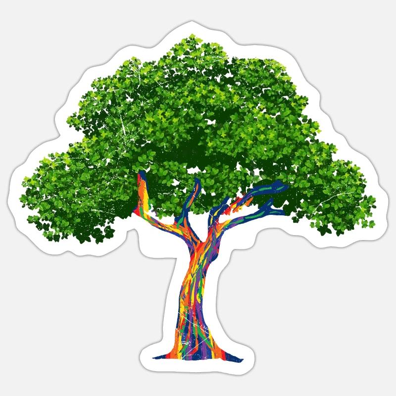 Rainbow Tree Arc-en-ciel-eucalyptus cadeau Sticker taille S (10 x 10 cm)