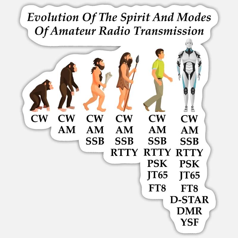 Evolution des Geistes und der Modi des Amateurfunks - Sticker Größe S (10 x 10 cm) - Mattweiß
