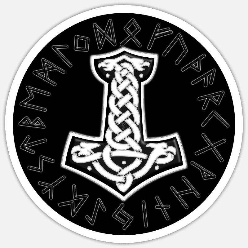Mjölnir Celtic Runic Knot - Sticker size S (10 x 10 cm) - white matte