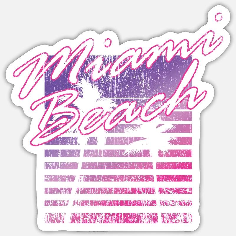 Miami Beach Retro 80s - Sticker Größe S (10 x 10 cm) - Mattweiß