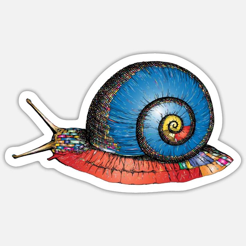 Escargot psychédélique Sticker taille S (10 x 10 cm)