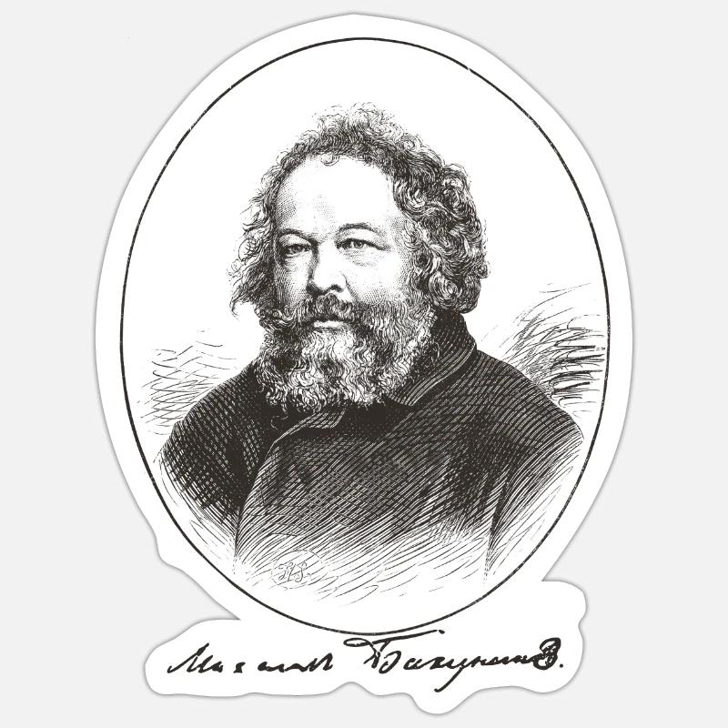 Mikhail Bakunin Portrait Print - Sticker taille S (10 x 10 cm) - blanc mat