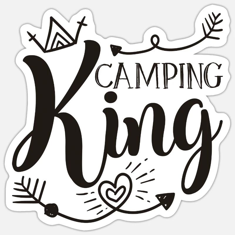 Roi de camping - Sticker taille S (10 x 10 cm) - blanc mat