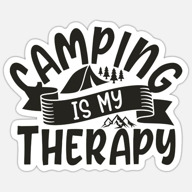 Camping Is My Therapy - Sticker size S (10 x 10 cm) - white matte