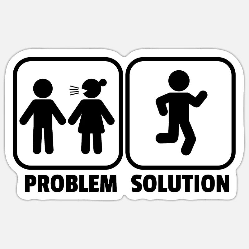Problem Solution Laufen Joggen Läufer Geschenkidee - Sticker Größe S (10 x 10 cm) - Mattweiß