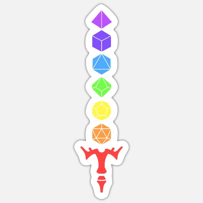 Epée arc en ciel en dès de jeu de rôle - Sticker taille S (10 x 10 cm) - blanc mat