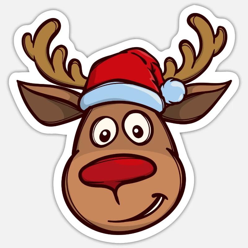 Noël renne visage - Sticker taille S (10 x 10 cm) - blanc mat