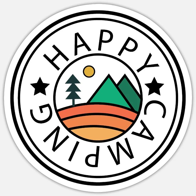 camping heureux - Sticker taille S (10 x 10 cm) - blanc mat