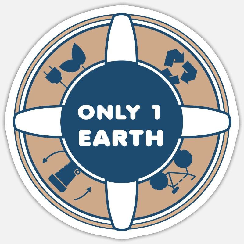 Only One Earth / Tag der Erde - Sticker Größe S (10 x 10 cm) - Mattweiß