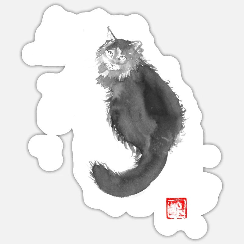 main coon cat - Sticker taille S (10 x 10 cm) - blanc mat