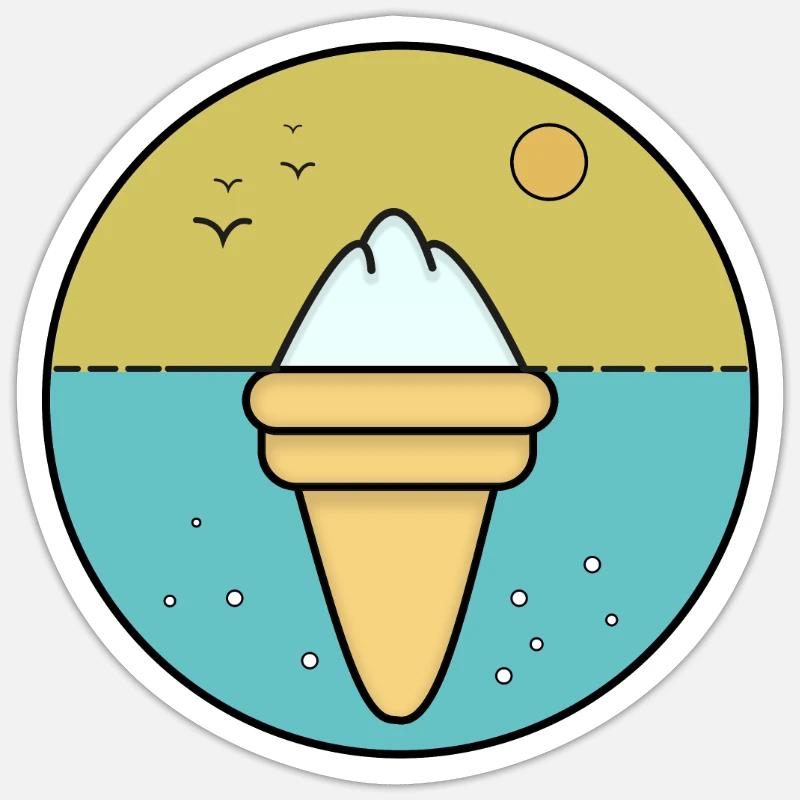 Crème glacée, crème glacée - Sticker taille S (10 x 10 cm) - blanc mat