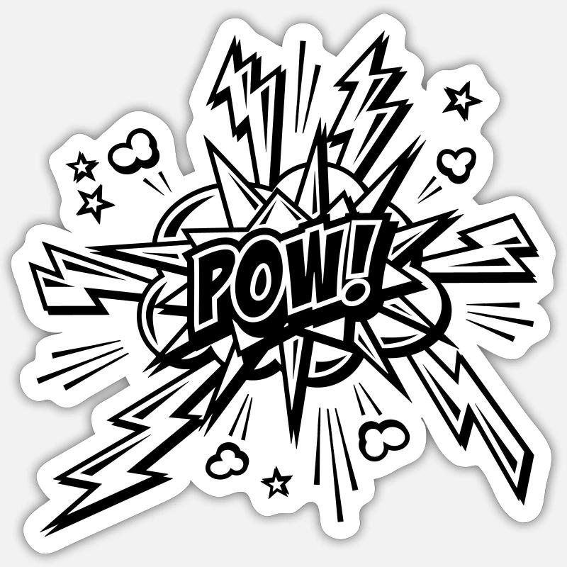 Pow! Comic line drawing - Sticker size S (10 x 10 cm) - white matte