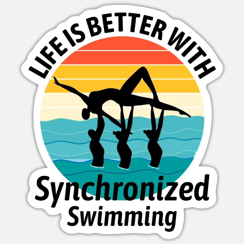 Synchro Schwimmer Synchronschwimmen Vintage - Sticker Größe S (10 x 10 cm) - Mattweiß