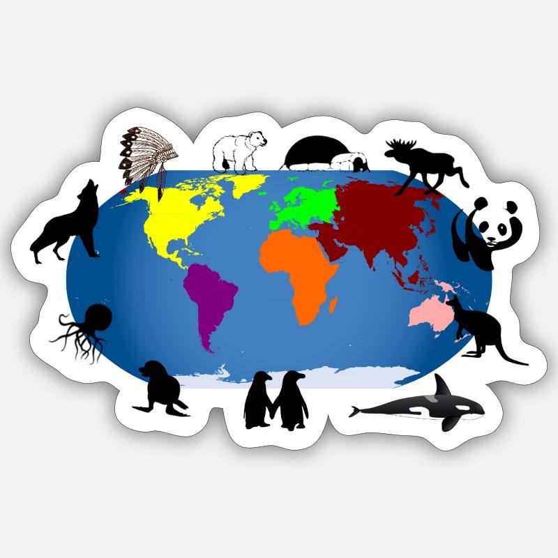 Globe du monde - Sticker taille S (10 x 10 cm) - blanc mat