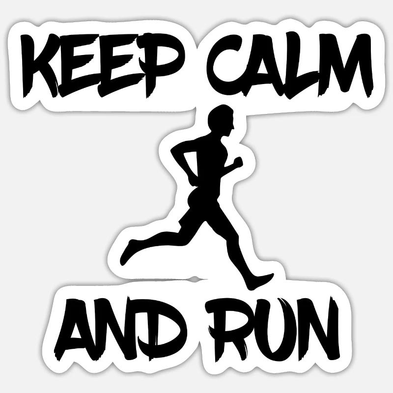 Keep calm and run - Sticker taille S (10 x 10 cm) - blanc mat