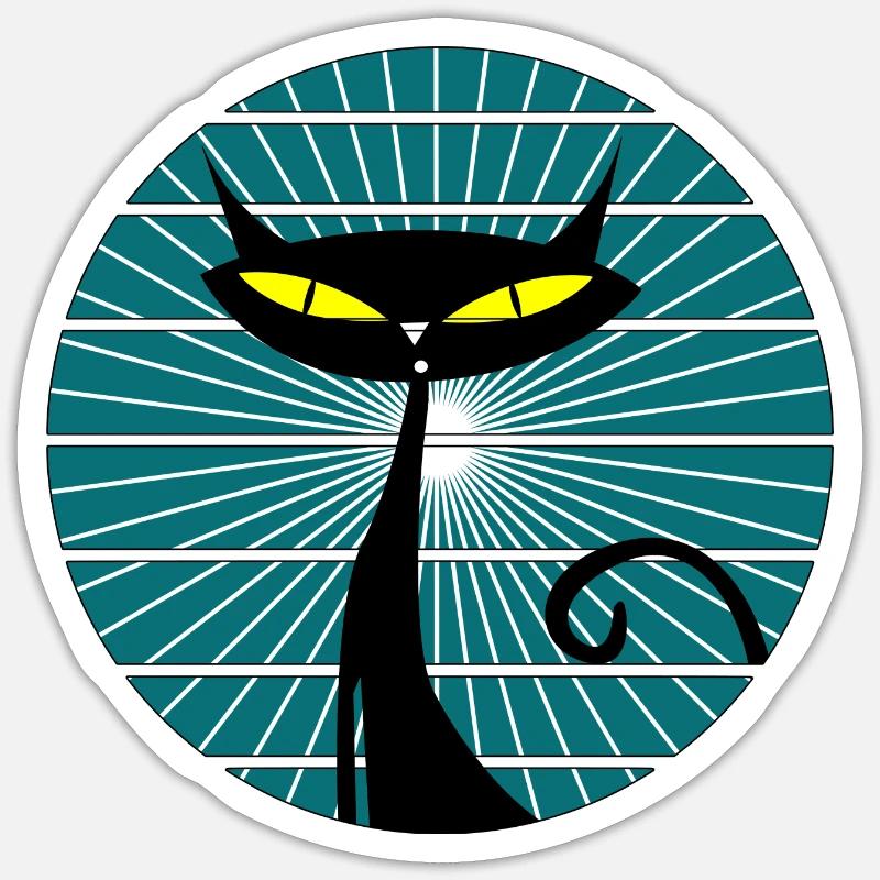 Chat Noir - Sticker taille S (10 x 10 cm) - blanc mat