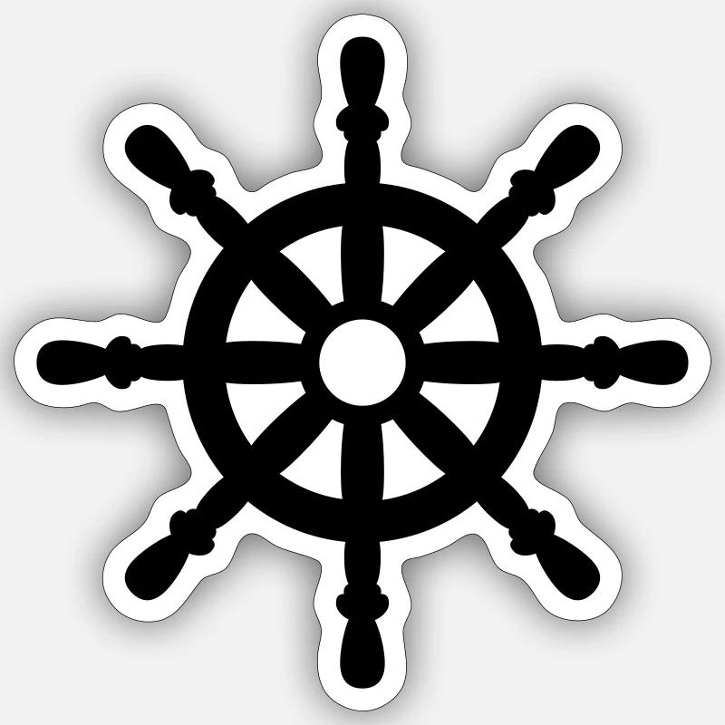 Nautical symbol vector ship steering wheel design Sticker size S (10 x 10 cm)