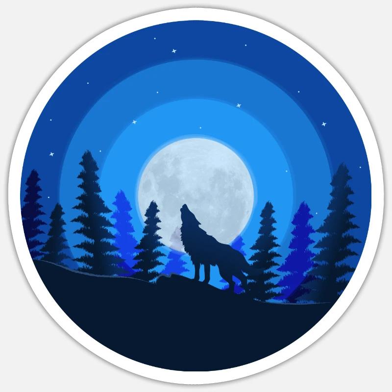 Moon Wolf - Sticker size S (10 x 10 cm) - white matte