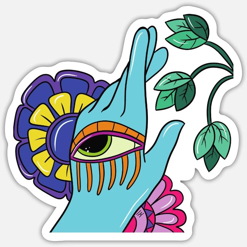 Main turquoise Sticker taille S (10 x 10 cm)