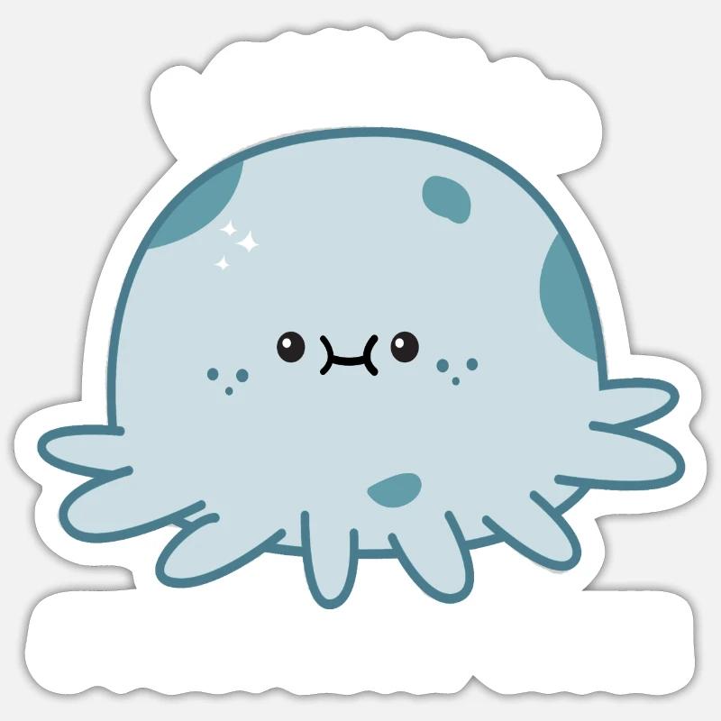 Funny Slapping Octopus - Octopus - Sticker size S (10 x 10 cm) - white matte