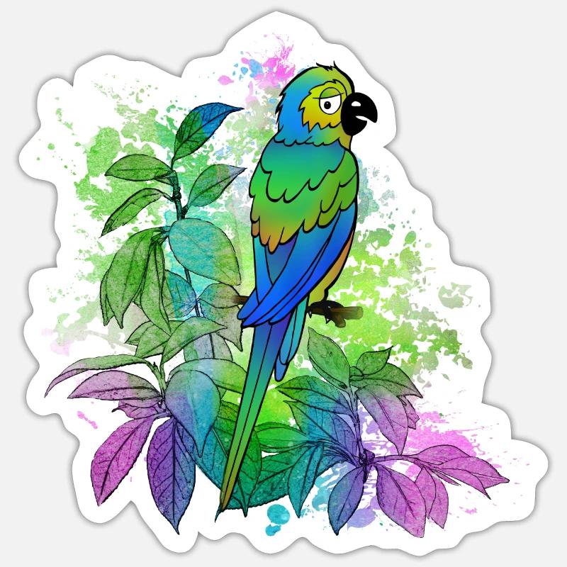 Perroquet - Sticker taille S (10 x 10 cm) - blanc mat
