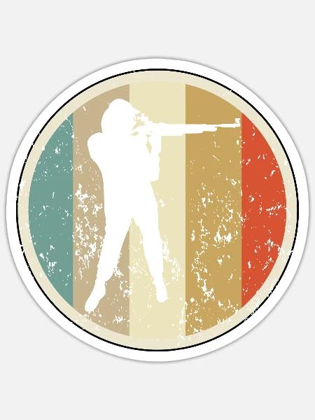 Sportschützin mit Gewehr Langwaffe - Sticker Größe S (10 x 10 cm) - Mattweiß