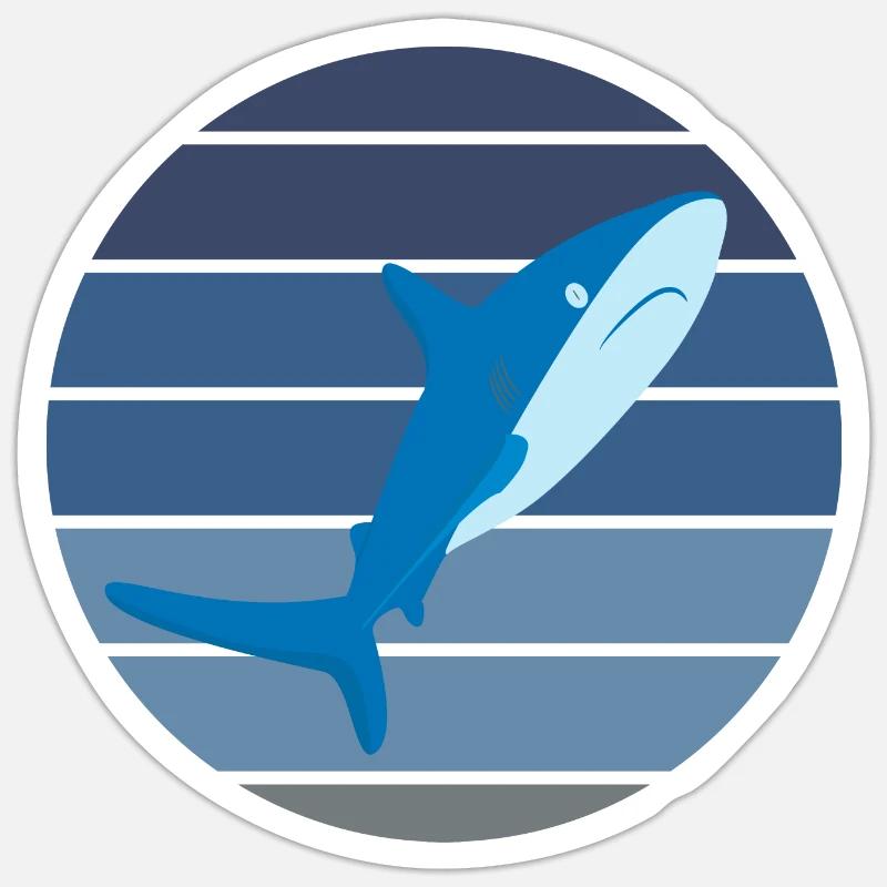 Requins - Sticker taille S (10 x 10 cm) - blanc mat