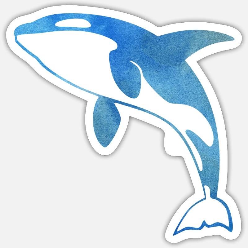 Orque bleue - Sticker taille S (10 x 10 cm) - blanc mat